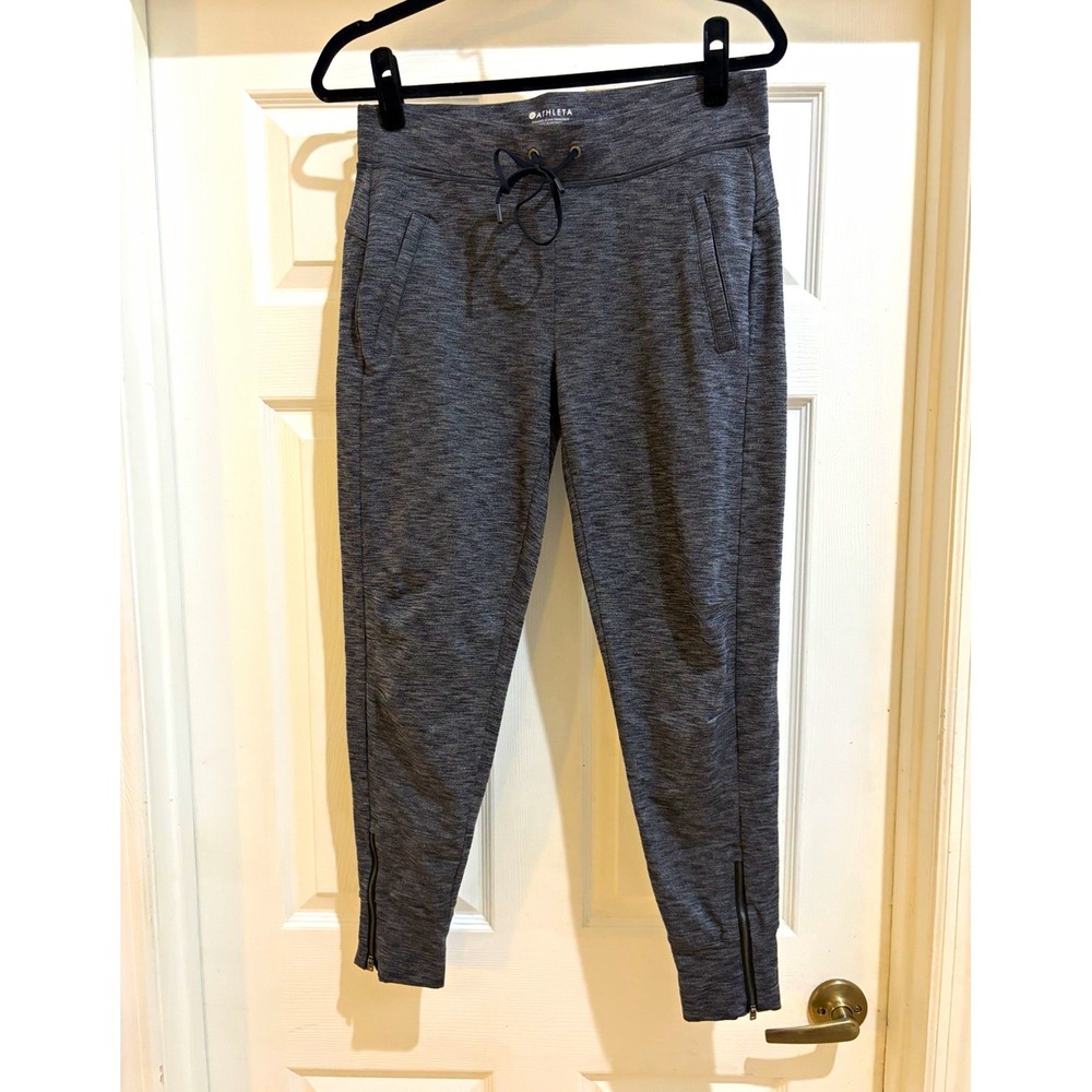 Athleta Gray Jogger Pants Women's S Stretch Drawstring Zip Leg Gym Running